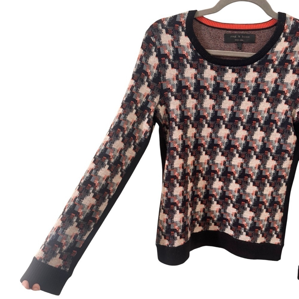 rag & bone Mariah 100% Wool Herringbone Pullover Long Sleeve Sweater Size Small - Picture 5 of 9